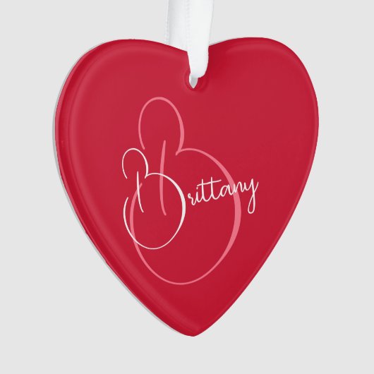 Eenvoudig Elegant Script gepersonaliseerde rode Va Ornament (voorkant)