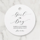 Eenvoudig Elegant Script Geslacht Onthullen Partij Bedankjes Labels (Achterkant)