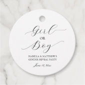 Eenvoudig Elegant Script Geslacht Onthullen Partij Bedankjes Labels (Voorkant)