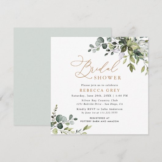 Eenvoudig Elegant Script Gold Greenery-Vrijgezelle Kaart (Voorkant / Achterkant)