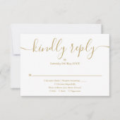 Eenvoudig Elegant Script Gouden Maaltijdkeuze RSVP Kaartje (Voorkant)