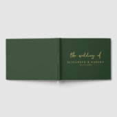 Eenvoudig Elegant Script Green Gold Wedding Gastenboek (Volledig)
