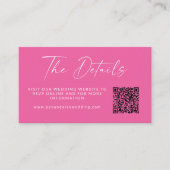Eenvoudig Elegant Script Hot Pink Details Bruiloft Informatiekaartje (Voorkant)