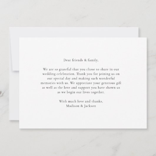 Eenvoudig Elegant Script Huwelijk Horizontale Foto Bedankkaart (Achterkant)