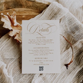 Eenvoudig Elegant Script Ivoor Wedding Details Informatiekaartje