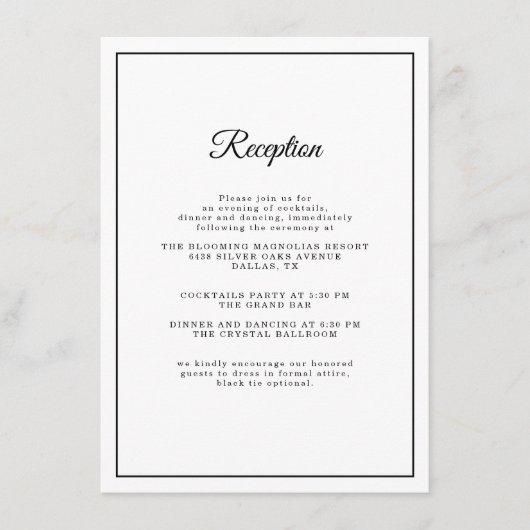 Eenvoudig Elegant Script Klassieke Bruiloft Recept Informatiekaartje (Voorkant)