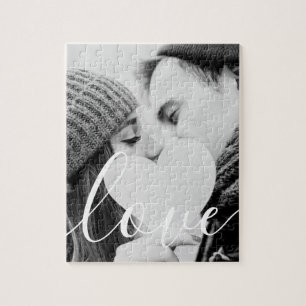Eenvoudig Elegant Script Koppel Foto Legpuzzel