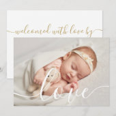 Eenvoudig Elegant Script Liefde Baby Foto Geboorte Aankondiging (Voorkant / Achterkant)