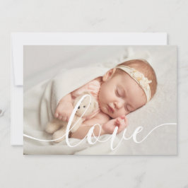 Eenvoudig Elegant Script Liefde Baby Foto Geboorte Aankondiging