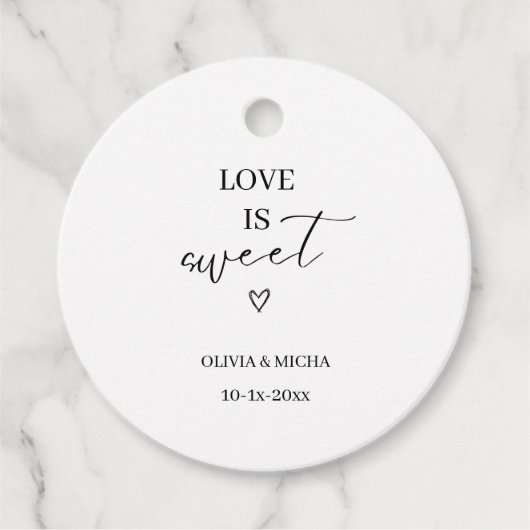 eenvoudig elegant script Liefde is zoete huwelijks Bedankjes Labels (Voorkant)