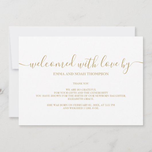 Eenvoudig Elegant Script Love Baby Photo Birth Aankondiging (Achterkant)