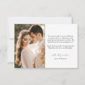 Eenvoudig Elegant Script met Fotobruiloft Bedankkaart (Achterkant)