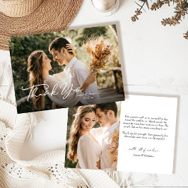 Eenvoudig Elegant Script met Fotobruiloft Bedankkaart