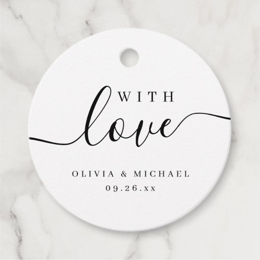 Eenvoudig elegant script met liefde Bruiloft Bedankjes Labels (Voorkant)