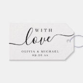 Eenvoudig elegant script met liefde bruiloft cadeaulabel (Voorkant (Horizontaal))