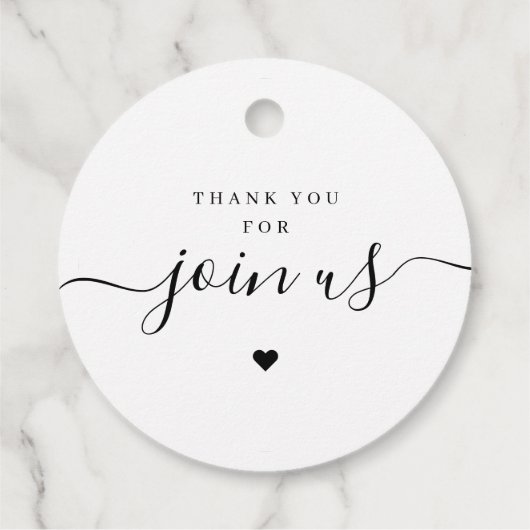 Eenvoudig elegant script met liefdesfoto Bruiloft Bedankjes Labels (Achterkant)