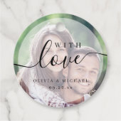 Eenvoudig elegant script met liefdesfoto Bruiloft Bedankjes Labels (Voorkant)