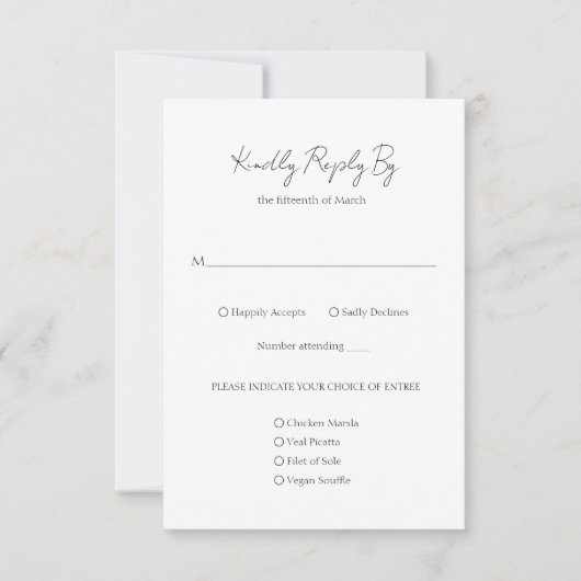 Eenvoudig Elegant Script Minimalist Classic Weddin RSVP Kaartje (Voorkant)