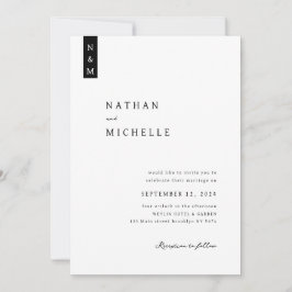 Eenvoudig Elegant Script Minimalist Monogram Wedde Kaart