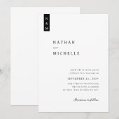 Eenvoudig Elegant Script Minimalist Monogram Wedde Kaart (Voorkant / Achterkant)