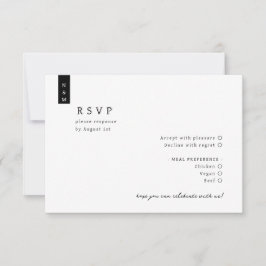 Eenvoudig Elegant Script Minimalist Monogram Wedde RSVP Kaartje