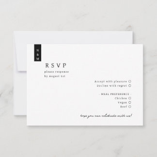 Eenvoudig Elegant Script Minimalist Monogram Wedde RSVP Kaartje