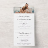 Eenvoudig Elegant Script Minimalist Photo Wedding All In One Uitnodiging (Binnen)