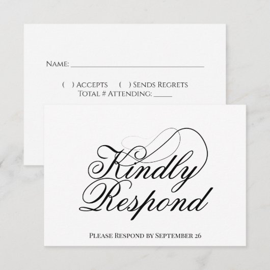 Eenvoudig Elegant Script Minimalist Weddenschap RSVP Kaartje (Voorkant / Achterkant)