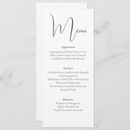 Eenvoudig, elegant script, minimalistisch dinermen kaart (Voorkant / Achterkant)