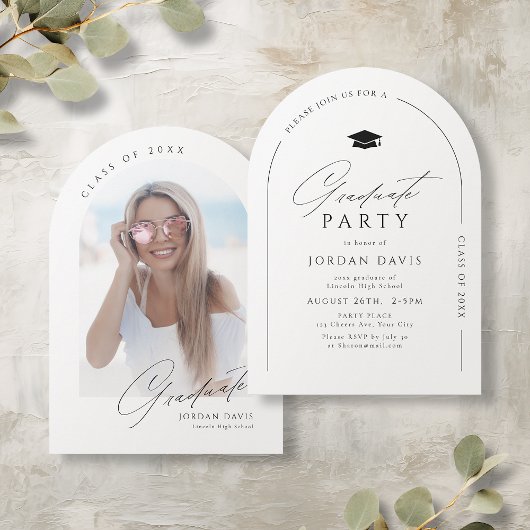 Eenvoudig Elegant Script Modern Arch Afstuderen Kaart