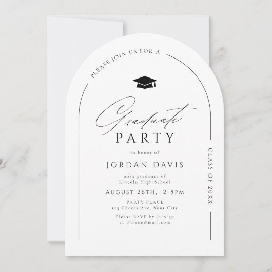 Eenvoudig Elegant Script Modern Arch Afstuderen Kaart (Voorkant)