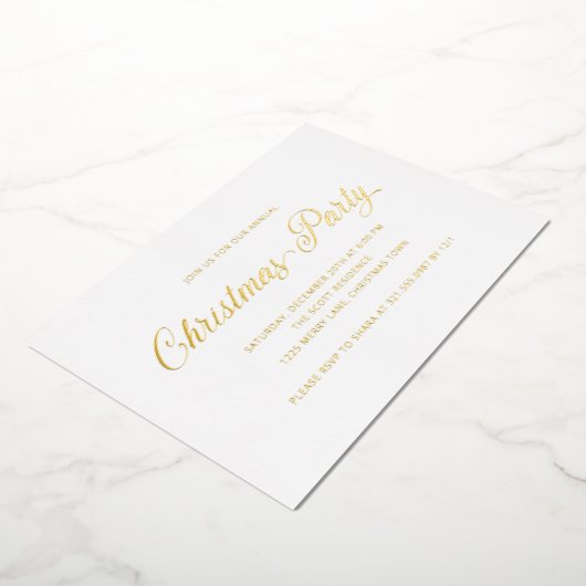Eenvoudig Elegant Script Modern Christmas Party Folie Uitnodiging (Gedraaid)