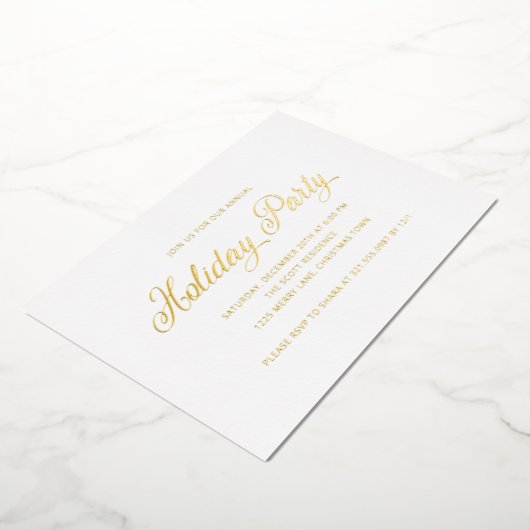Eenvoudig Elegant Script Modern Holiday Party Folie Uitnodiging (Gedraaid)