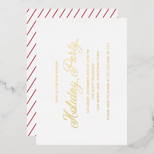 Eenvoudig Elegant Script Modern Holiday Party Folie Uitnodiging (Voorkant / Achterkant)