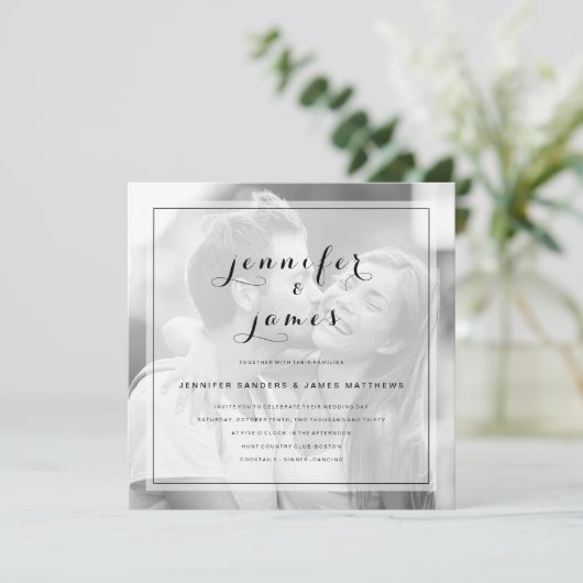 Eenvoudig Elegant Script Modern Photo Wedding Kaart (Staand voorkant)