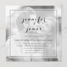 Eenvoudig Elegant Script Modern Photo Wedding Kaart