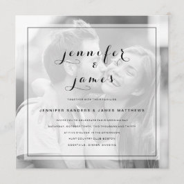 Eenvoudig Elegant Script Modern Photo Wedding Kaart