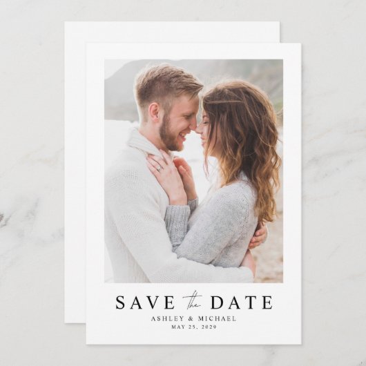 Eenvoudig Elegant Script Modern Photo Wedding Save The Date (Voorkant / Achterkant)