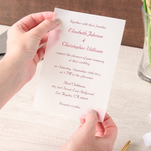 Eenvoudig Elegant Script Modern Wedding Invitation Vellum Uitnodigingen