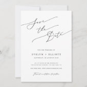 Eenvoudig Elegant Script Modern Wedding Save The D (Voorkant)