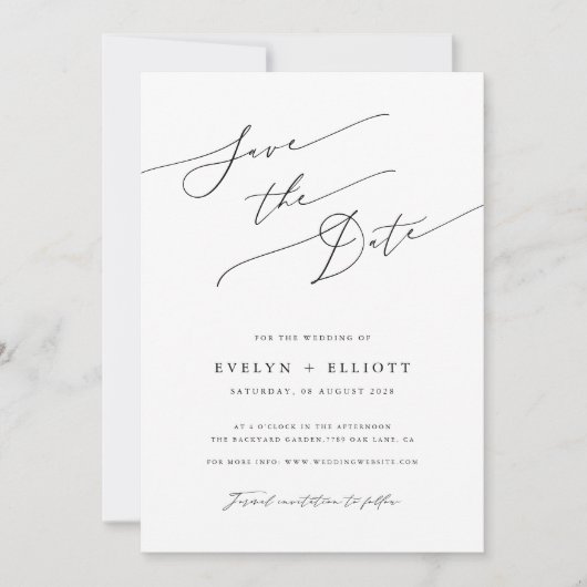 Eenvoudig Elegant Script Modern Wedding Save The D (Voorkant)