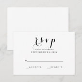 Eenvoudig Elegant Script | Moderne bruiloft RSVP K Kaartje (Voorkant / Achterkant)