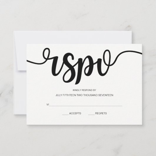 Eenvoudig elegant script | Moderne RSVP-kaarten vo RSVP Kaartje (Voorkant)