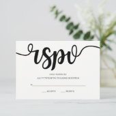 Eenvoudig elegant script | Moderne RSVP-kaarten vo RSVP Kaartje (Staand voorkant)