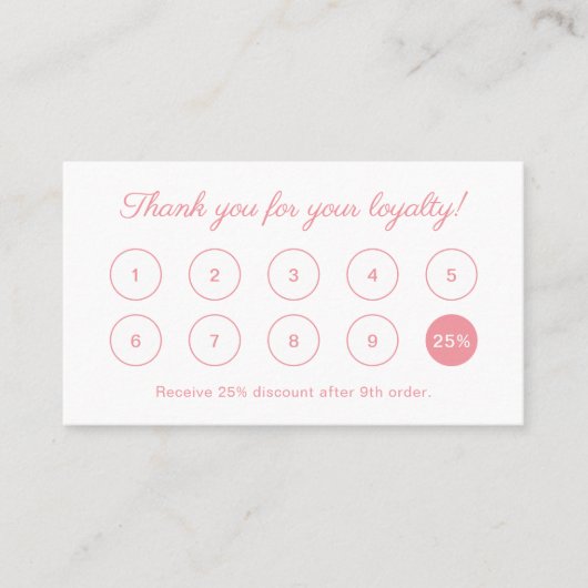 Eenvoudig Elegant Script Monogram Logo Peach Pink Klantenkaartje (Voorkant)