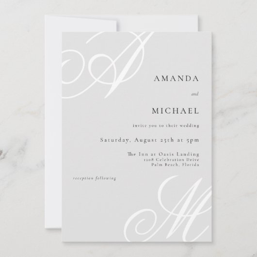 Eenvoudig Elegant Script Monogram Weddenschap Kaart (Voorkant)