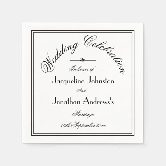 Eenvoudig Elegant Script Naam White Wedding Paper Servet (Voorkant)