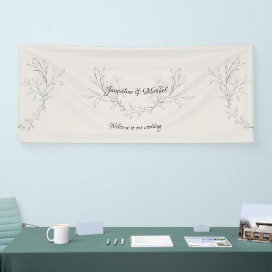 Eenvoudig Elegant Script Neutral Weduwen Welkom Spandoek (Beurs)