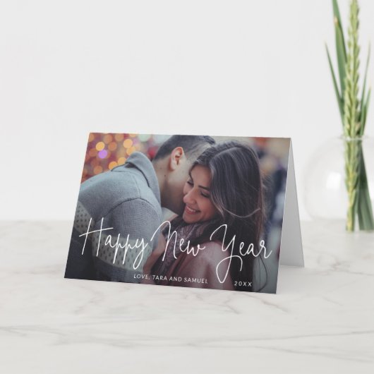 Eenvoudig elegant script, nieuw jaar feestdagen kaart (Voorkant)