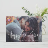 Eenvoudig elegant script, nieuw jaar feestdagenkaart (Staand voorkant)